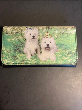 Women's Unbranded Wallet One Size Black Green Dog Print